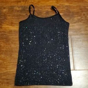 SO, black strappy fitted cami tank top size 7/8
